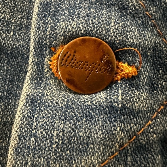 Vintage 1970s Kids Wrangler Denim Trucker Jean Jacket. Copper Logo Buttons. - Picture 7 of 14
